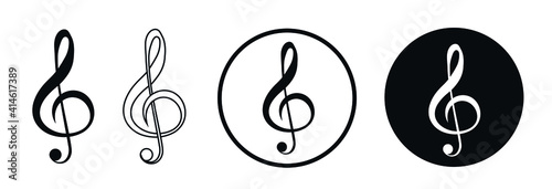 Treble clef icons isolated on white background. Vector illustration