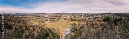 Panoramic view of Priory park in Reigate, an upmarket market town in Surrey outside London 