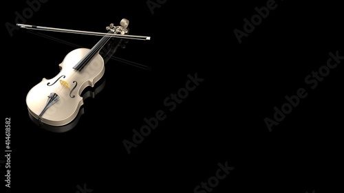 Wallpaper Mural Champagne Gold classic violin on black plate under spot lighting background. 3D sketch design and illustration. 3D high quality rendering. Torontodigital.ca