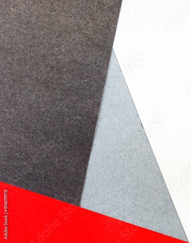 Grey, black,red and white papers background and texture, geometric figures © taidundua