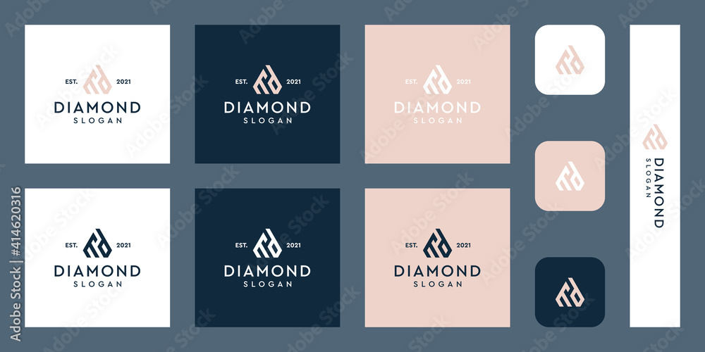 Fototapeta premium combination of the letters MD monogram logo with abstract diamond shapes. Hipster elements of typographic design. icons for business, elegance, and simple luxury. Premium Vectors.