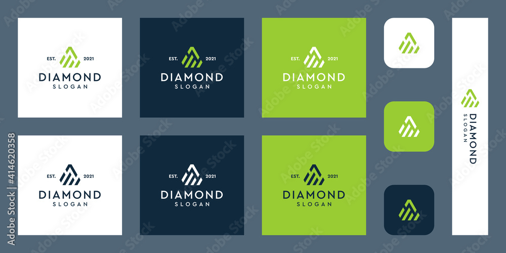 investment chart logo with abstract diamond shape. icons for business finance, investment, and simple luxury. Premium Vectors.