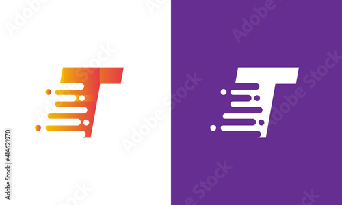 Letter T Speed Logo Design Element. Abstract letter T logo design template.
