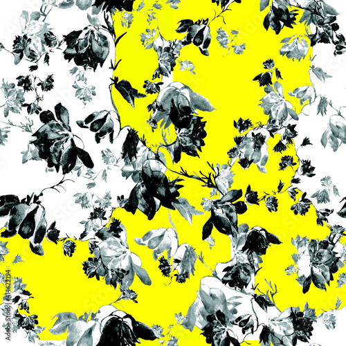 Watercolor seamless pattern. Abstract background with colorful  spring  field