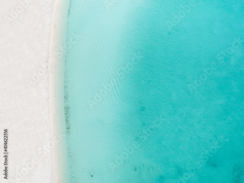 Drone photo of beach in Sapodilla Bay, Providenciales, Turks an