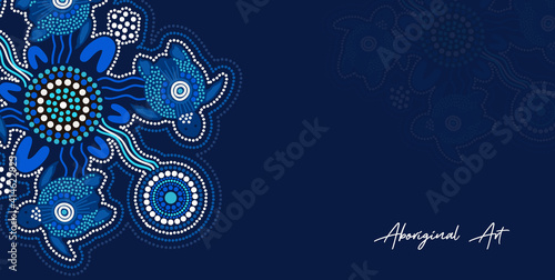 Poster design with aboriginal turtle art