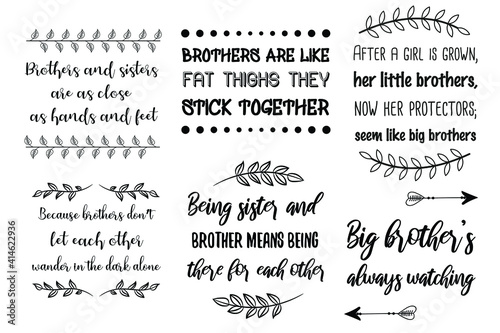 Set of Calligraphy sayings for print. Vector Quotes about brother, brotherhood