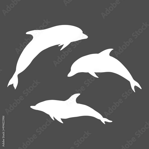 Vector Set of Sulhouette Dolphins