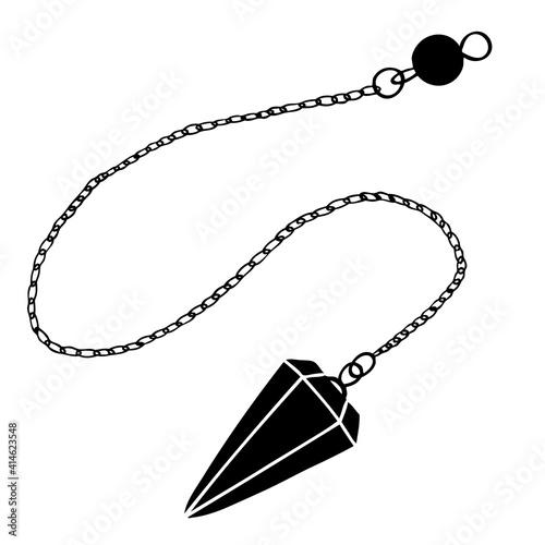 Magic pendulum made of stone for fortune telling and fortune telling. Vector hand illustration. photo