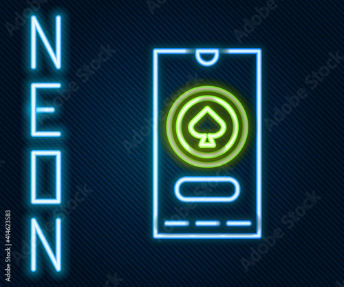 Glowing neon line Casino poker tournament invitation icon isolated on black background. Casino card. Colorful outline concept. Vector Illustration.