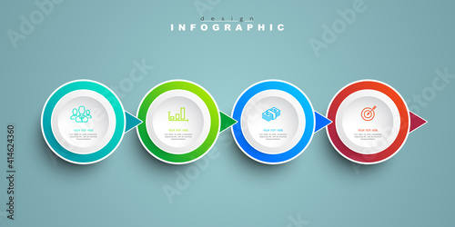 Infographic diagram icon template for business, presentation, web design, 4 options. Can be used to create business projects, annual reports, the Internet.Business concept, process steps, sign, vector