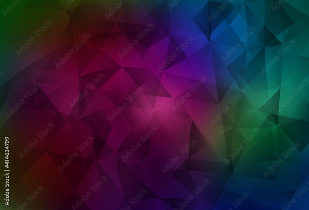 Dark Multicolor vector template with crystals, triangles.