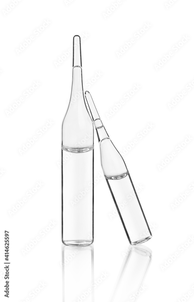 medical ampoules on an isolated white background medical ampoules on an isolated white background