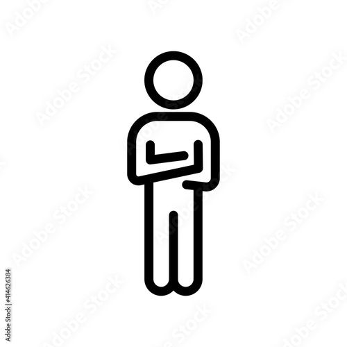 Man with arms crossed. Bussinessman, manager or security guard person. Outline icon vector illustration