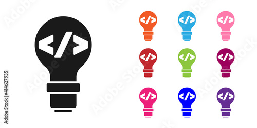 Black Web design and front end development icon isolated on white background. Set icons colorful. Vector.