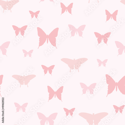 Pink butterfly seamless repeat pattern design.