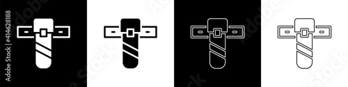 Set Knife holster icon isolated on black and white background. Vector.