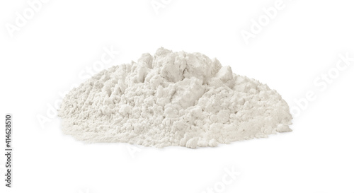 Handful of flour on white background