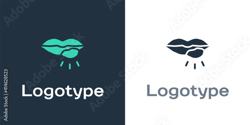 Logotype Herpes lip icon isolated on white background. Herpes simplex virus. Labial infection inflammation symbol. Logo design template element. Vector.