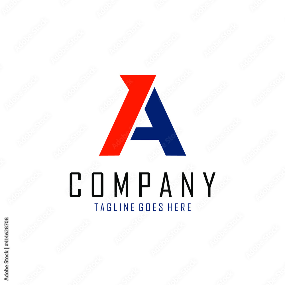 logo letter A in orange and blue logo letter A in orange and blue