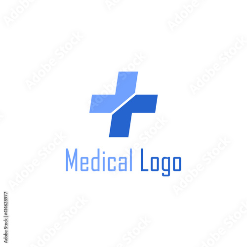 plus sign logo in light and dark blue colors