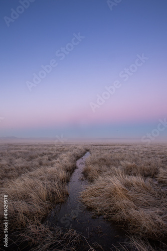 Obraz na płótnie Laguna de Gallocanta entre la niebla al amanecer w salonie