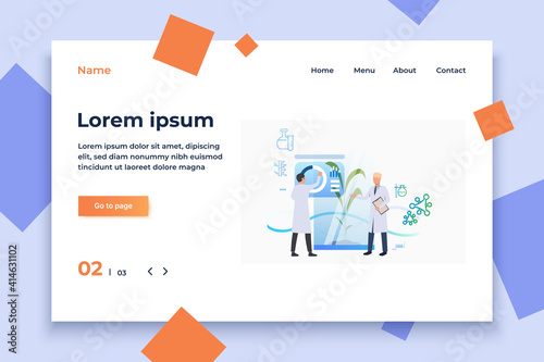 Scientists conducting pharmaceutical research. Science laboratory, clinical lab, experiments. Research concept. Vector illustration for webpage, landing page