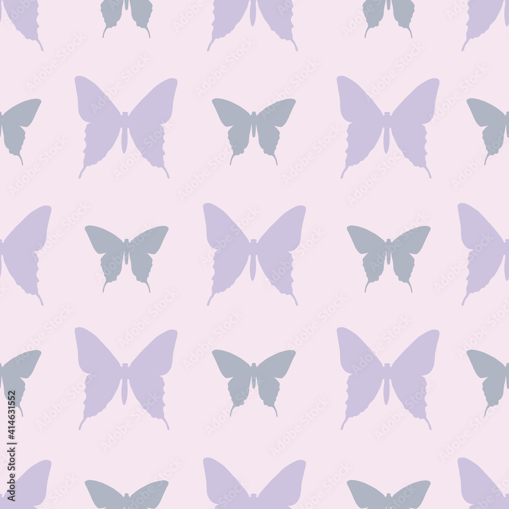 Cute butterfly silhouette seamless repeat pattern