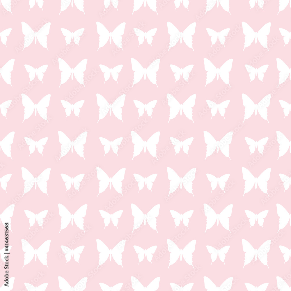 Pink and white butterfly seamless repeat pattern Pink and white butterfly seamless repeat pattern