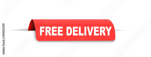 Free delivery text vector red banner