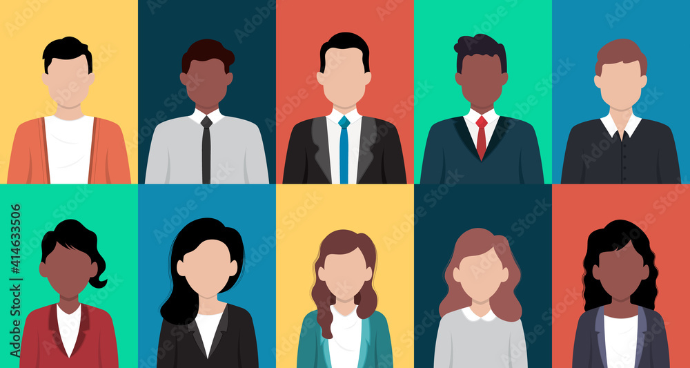 Icon set of business man and business woman. Stock Vector | Adobe Stock