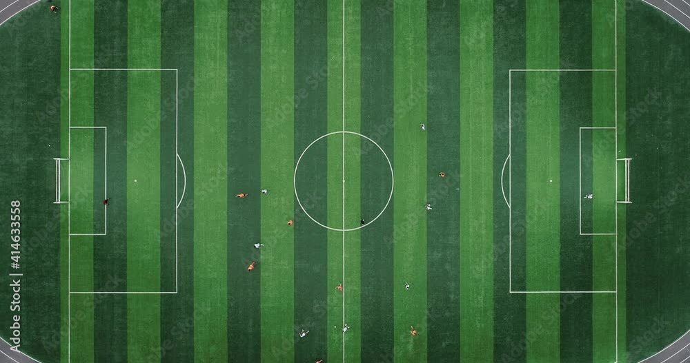 Aerial photography of a complete offensive scoring process in a soccer game Aerial photography of a complete offensive scoring process in a soccer game