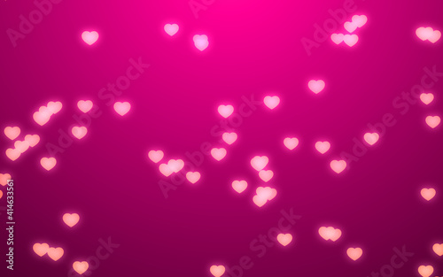 Valentine day white hearts light on pink background.