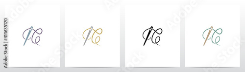 Thread And Needle Formed Letter Logo Design C