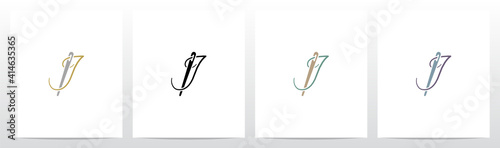 Thread And Needle Formed Letter Logo Design J