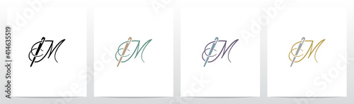 Thread And Needle Formed Letter Logo Design M