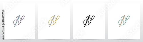 Thread And Needle Formed Letter Logo Design S photo