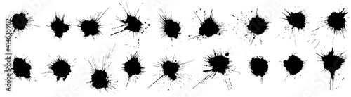 Set of grunge blots, splats. Paint splash. Vector illustration.