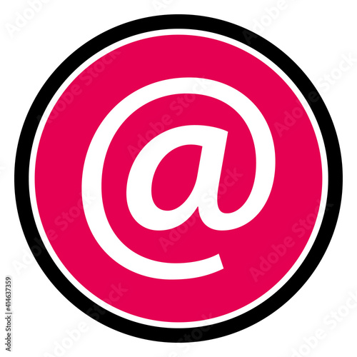 Pink contact email button. Vector icon.