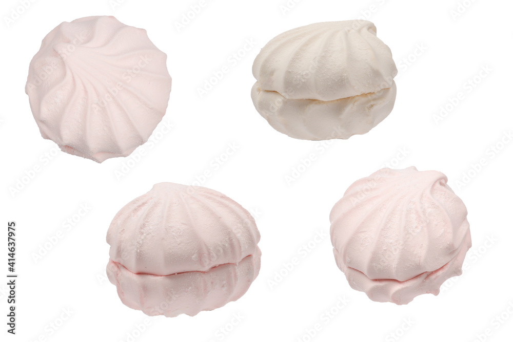Rose marshmallow isolated on white. Zephyr. Rose marshmallow isolated on white. Zephyr.