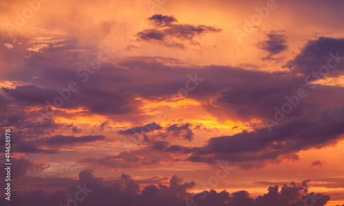 Colorful cloudy tropical sky at sunset, natural background