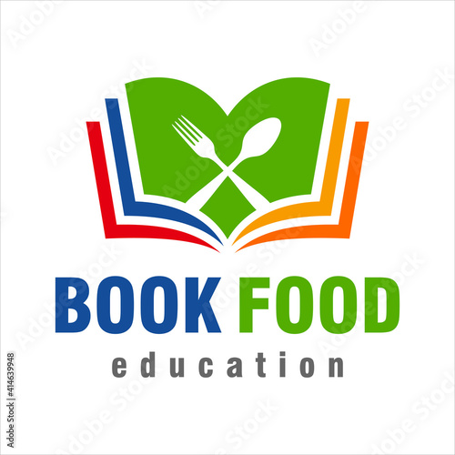Book food education logo design template vector