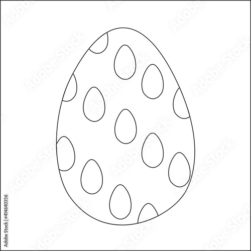 A vector illustration of an egg ornamented with ellipses on white background. Designed as a coloring book page for adults and kids, prints, wraps, background.