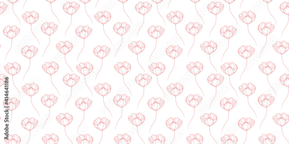 Pastel floral seamless repeat pattern vector background.