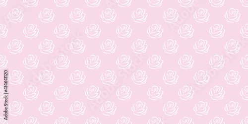Pink and white rose seamless repeat pattern background.