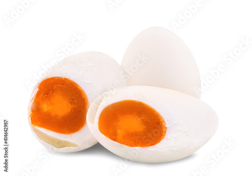 salted egg isolated on white background