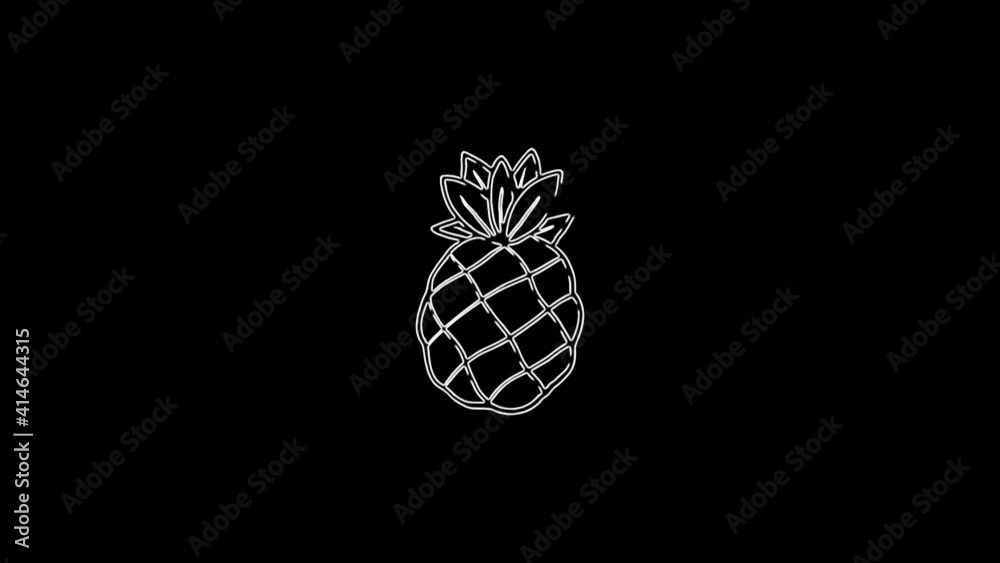 Pineapple neon sign icon on black background.
Pineapple neon sign icon on black background.