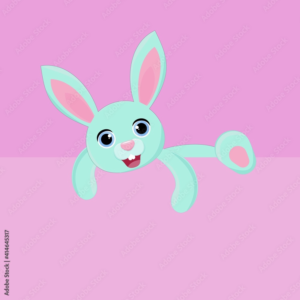 Cute Easter bunny in blue color. Volume a rabbit for Easter. Rabbit for Easter decor. Cute Easter bunny in blue color. Volume a rabbit for Easter. Rabbit for Easter decor.