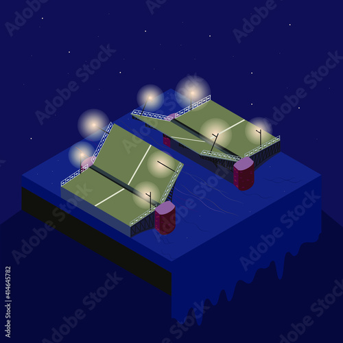 3d isometric three dimensional city view Saint petersburg bridge tourist attraction