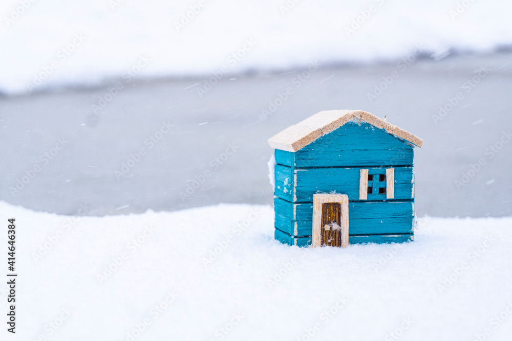 colored wooden model house in snow real estate house for sale colored wooden model house in snow real estate house for sale